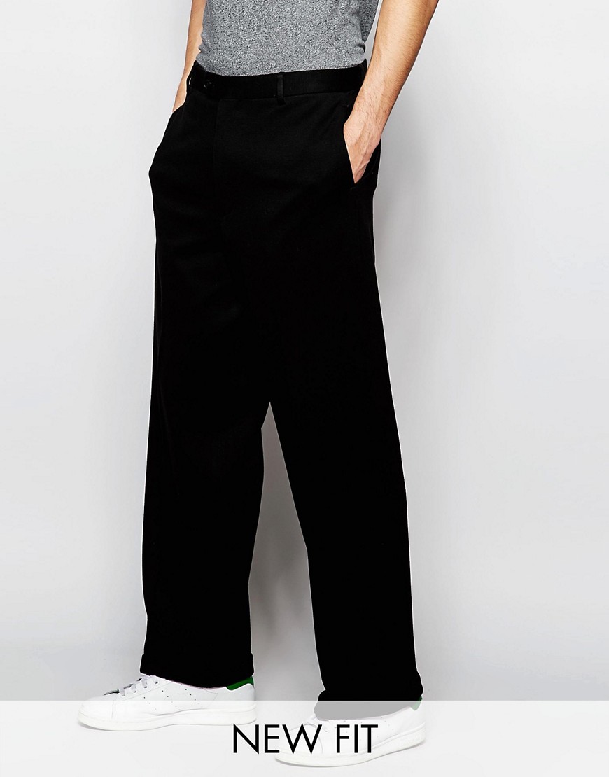 Image 1 of ASOS Wide Leg Trousers In Black Jersey