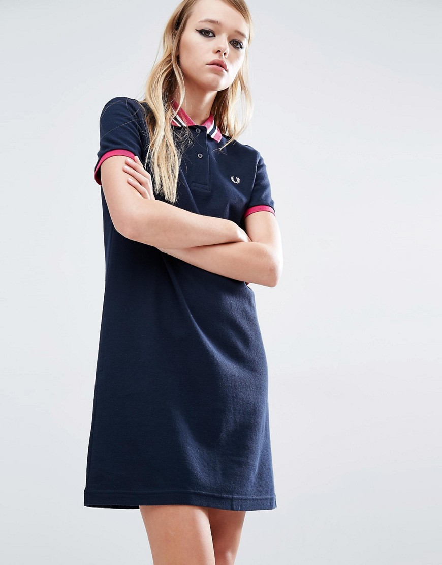 Image 1 of Fred Perry Stripe Collar Polo Dress