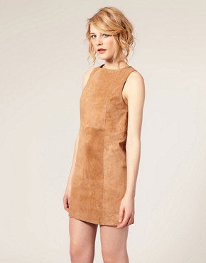 Image 1 of ASOS Suede Shift Dress With Cut-Out Detail To Back