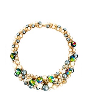 Image 1 of ASOS Premium Skull & Pearl Collar Necklace