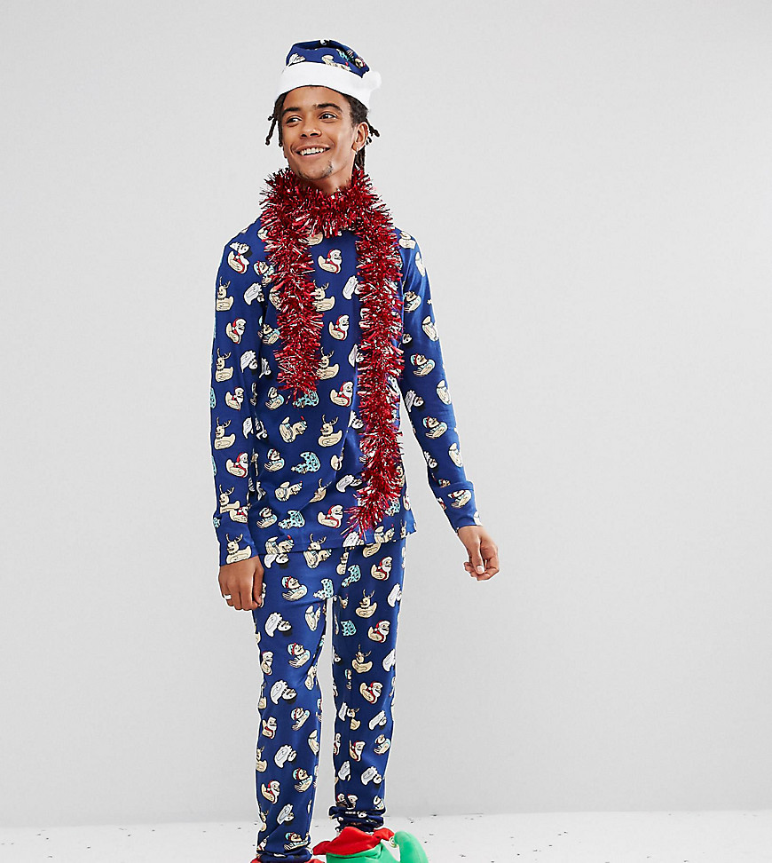 Пижамный комплект с принтом Chelsea Peers Christmas - Темно-синий