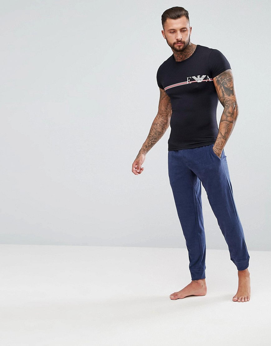 Велюровые штаны для дома Emporio Armani - Синий