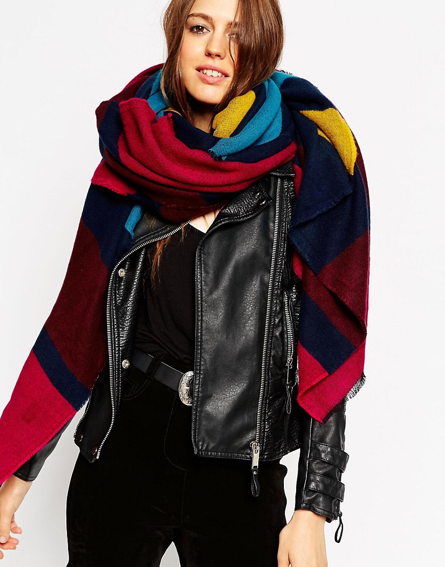 Image 1 of ASOS Oversized Scarf In Woven Jewel Stripe