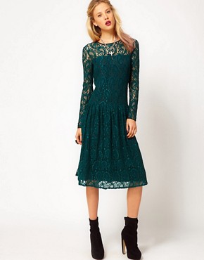 Image 1 of ASOS Lace Dress With Dropped Waist