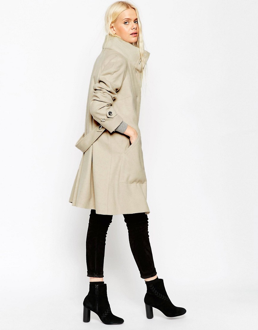 Image 1 of ASOS Coat in Trapeze with Rib Detail