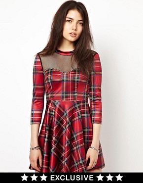 Image 1 of Freak Of Nature Lost And Bound Tartan Dress