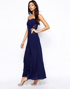 TFNC Bandeau Maxi Dress With Lace Inserts 