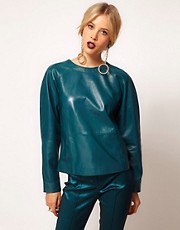ASOS Leather Top With Cocoon Sleeve