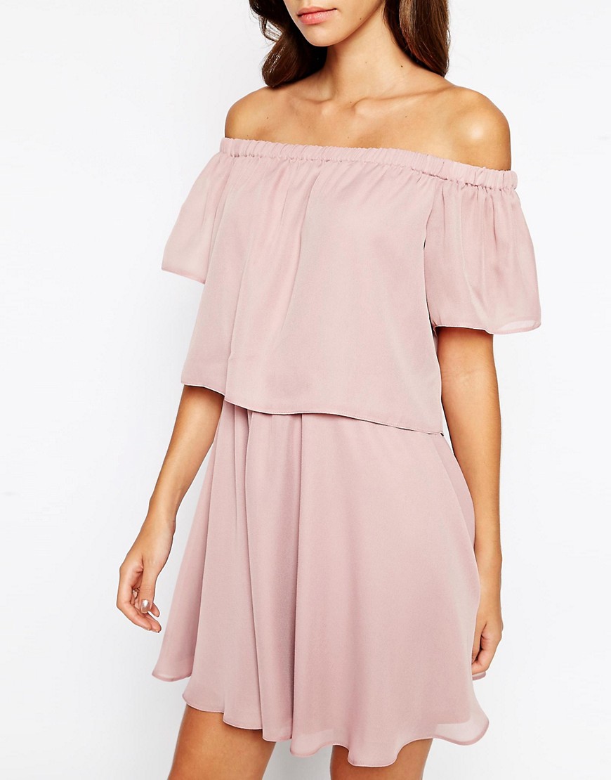 Image 3 of ASOS PETITE Gypsy Off Shoulder Dress with Short Sleeves