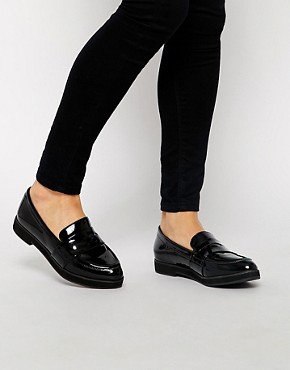 New Look Kool Black Patent Flat Loafer Shoes