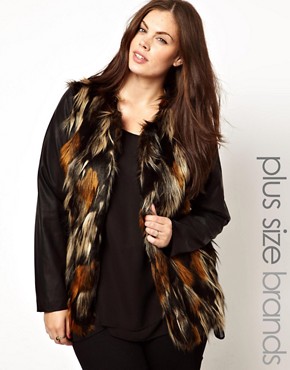 Junarose Fur Coat With Leather Look Sleeve