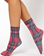 Image 1 of ASOS Printed Tartan Ankle Socks