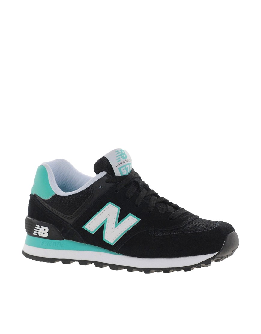 chaussure air max pas cher de femme - New Balance | New Balance 574 Suede And Mesh Mint Stripe Trainers ...