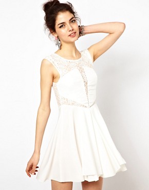 Image 1 of Ginger Fizz Skater Dress With Lace Insert