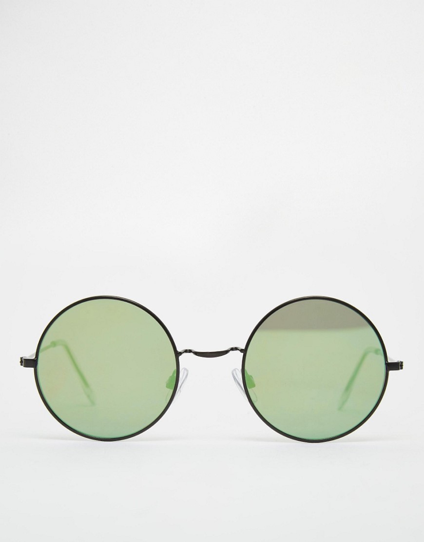 Image 2 of ASOS Metal Round Sunglasses With Flat Lens