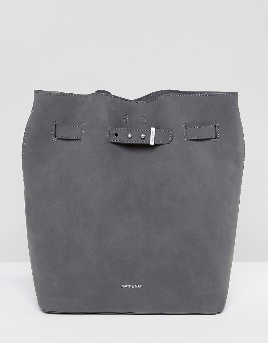 Серая сумка-мешок из искусственной замши Matt & Nat Lexi - Серый