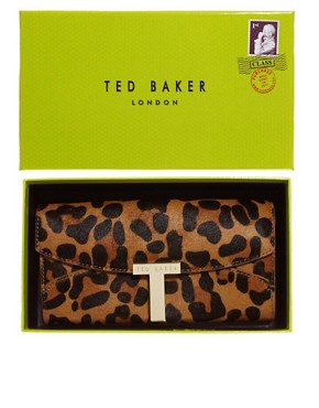 Image 1 of Ted Baker Taffety T Clasp Leopard Print Purse