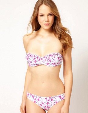 Image 4 - ASOS - Bas de bikini taille basse avec volants et motif flamants roses