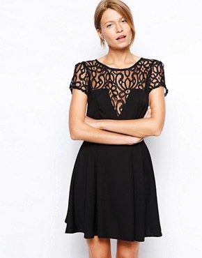 Love Skater Dress with Lace detail and Box Pleat Skirt 