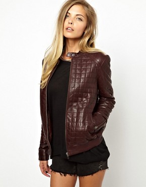 Image 1 of ASOS Quilted Leather Jacket