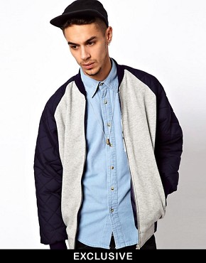 Image 1 of Vintage Varsity Jacket with Quilted Sleeves