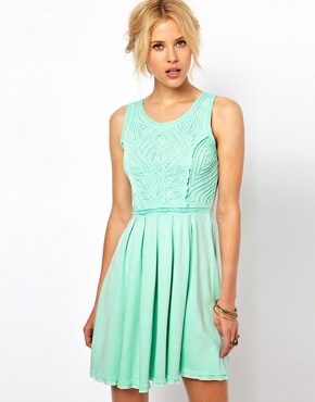 Image 1 of Free People Mini Dress with Appliqued Bodice Detail