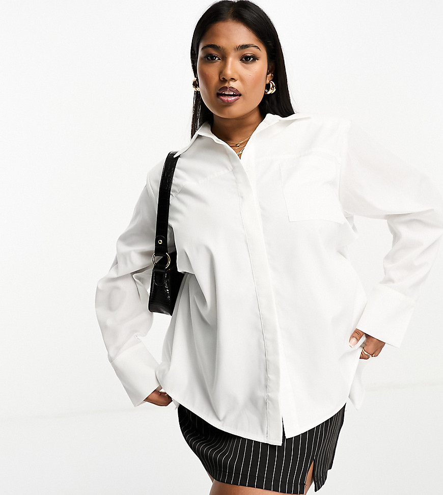 4th & Reckless Plus exclusive open tie back shirt in white