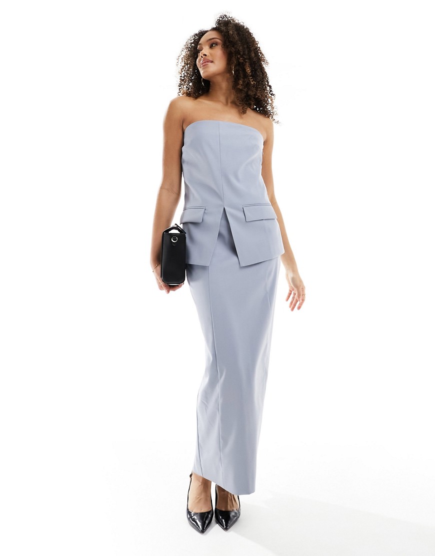 4th & Reckless tailored maxi skirt co-ord in blue