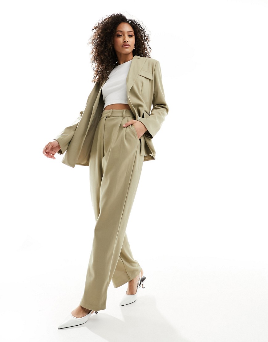 4th & Reckless tailored wide leg trousers co-ord in olive-Green