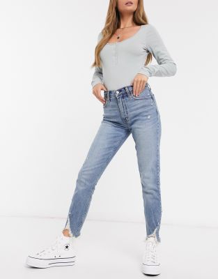Abercrombie & Fitch chewed hem skinny jeans in mid wash - Click1Get2 Black Friday