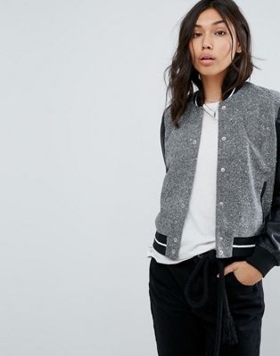 Abercrombie & Fitch Contrast Sleeve Varsity Bomber