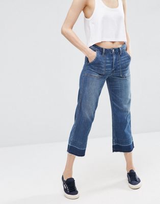 Cropped Wideleg Jean with Released Hem