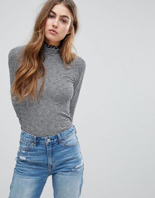 Abercrombie & Fitch Frill Roll Neck Top