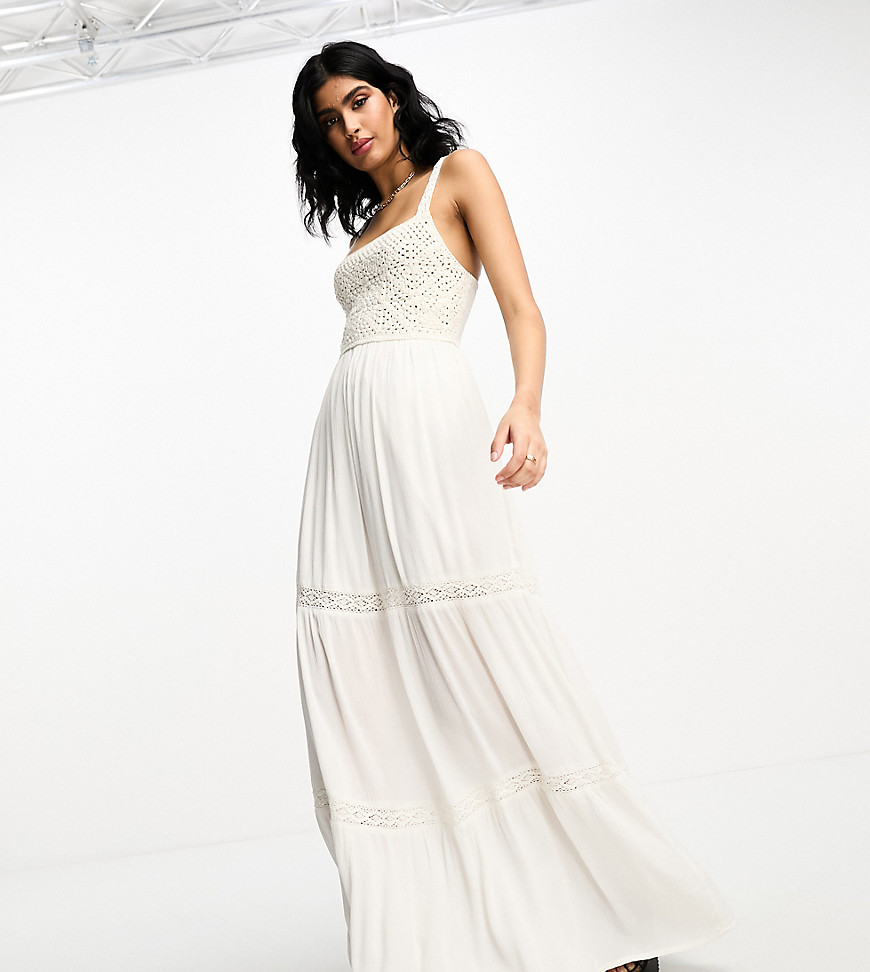 Accessorize crochet panelled maxi summer dress in white