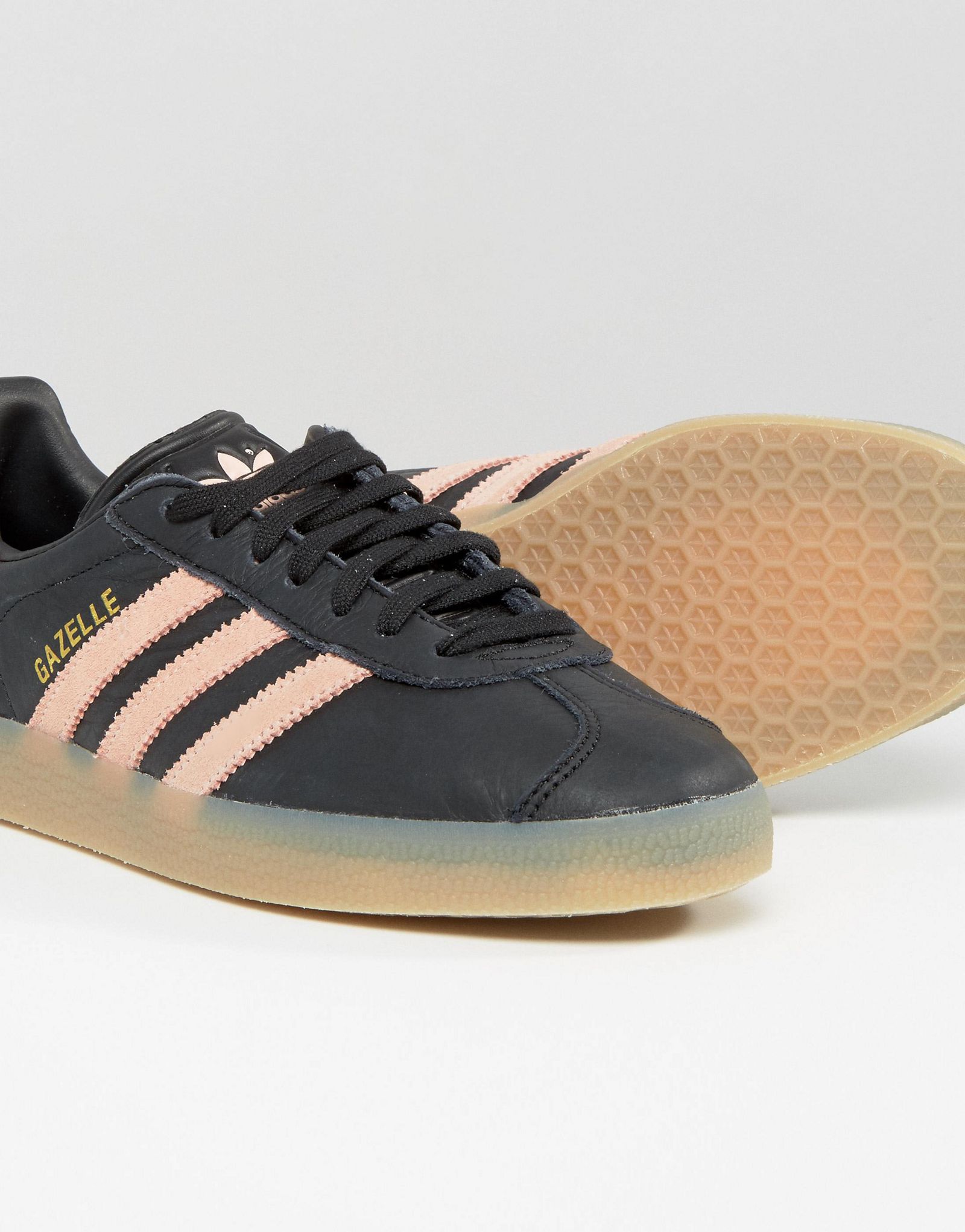 adidas Originals Black And Pink Gazelle Sneakers With Gum Sole