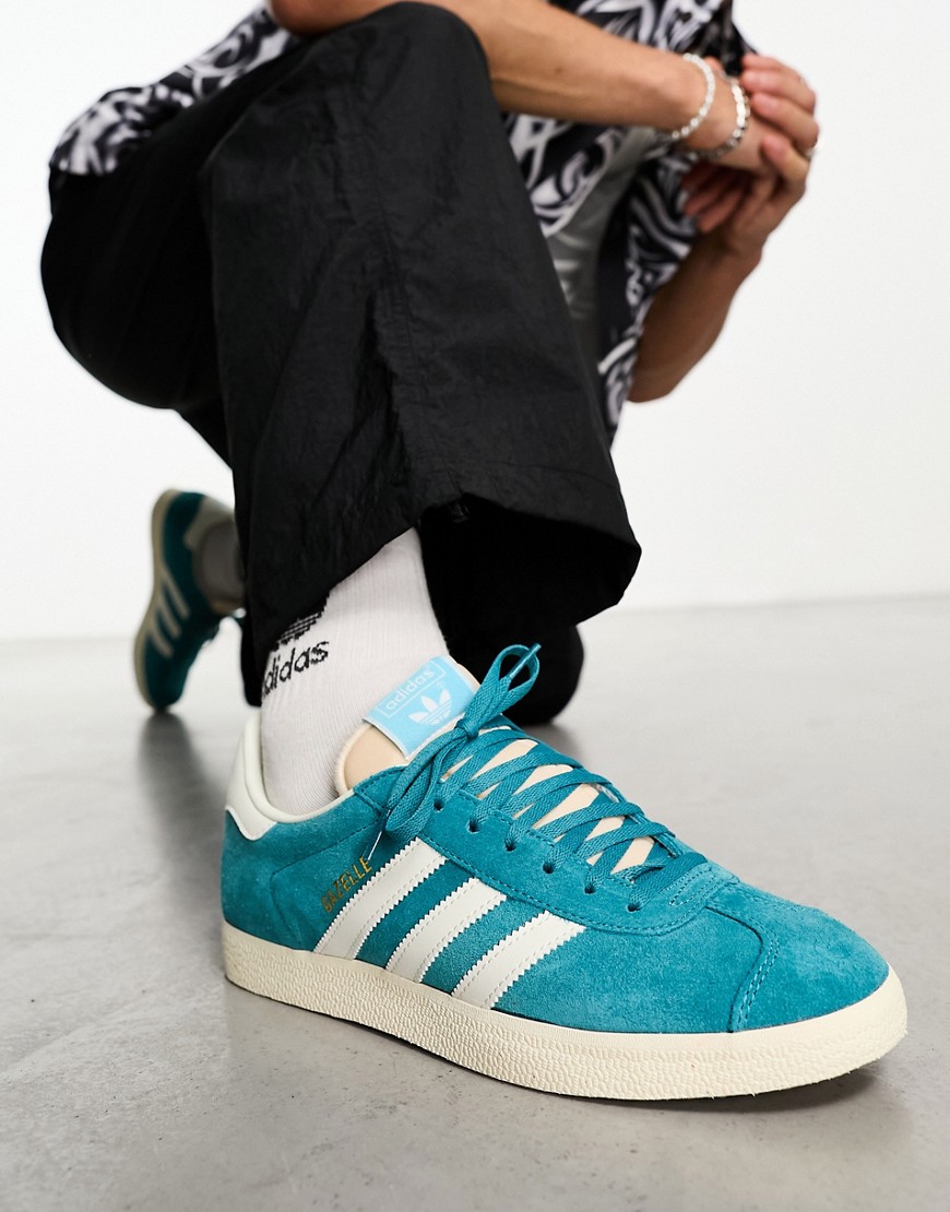 adidas Originals Gazelle trainers in ocean blue and white-Black