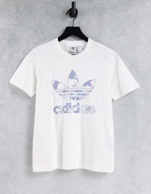 Adidas Originals large logo t-shirt in white with flower print - Click1Get2 Offers