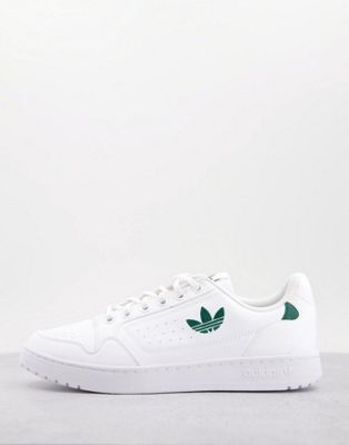 NY 90 trainers in white with collegiate green branding
