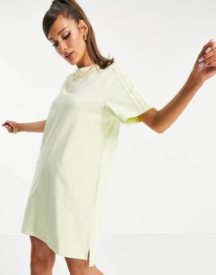 Adidas Originals 'Tennis Luxe' logo t-shirt dress in hazy yellow - Click1Get2 Promotions