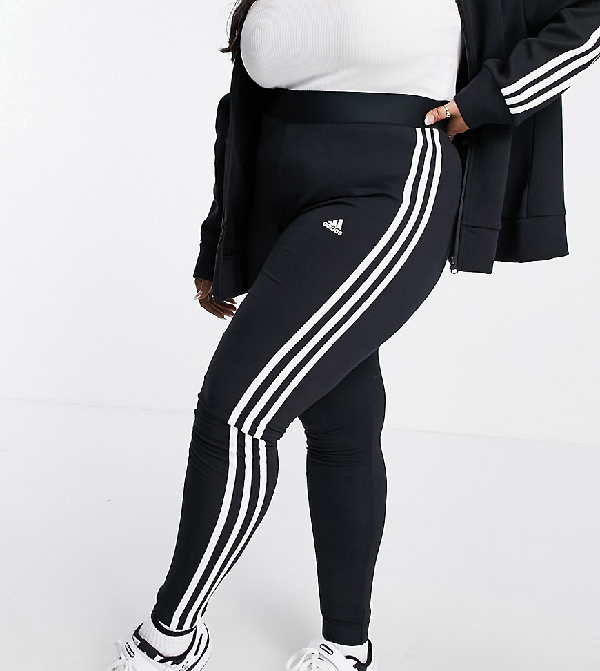 adidas Sportswear Plus Essential leggings with three stripes in black