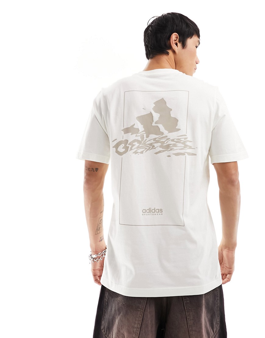 adidas Training graphic backprint t-shirt in off white