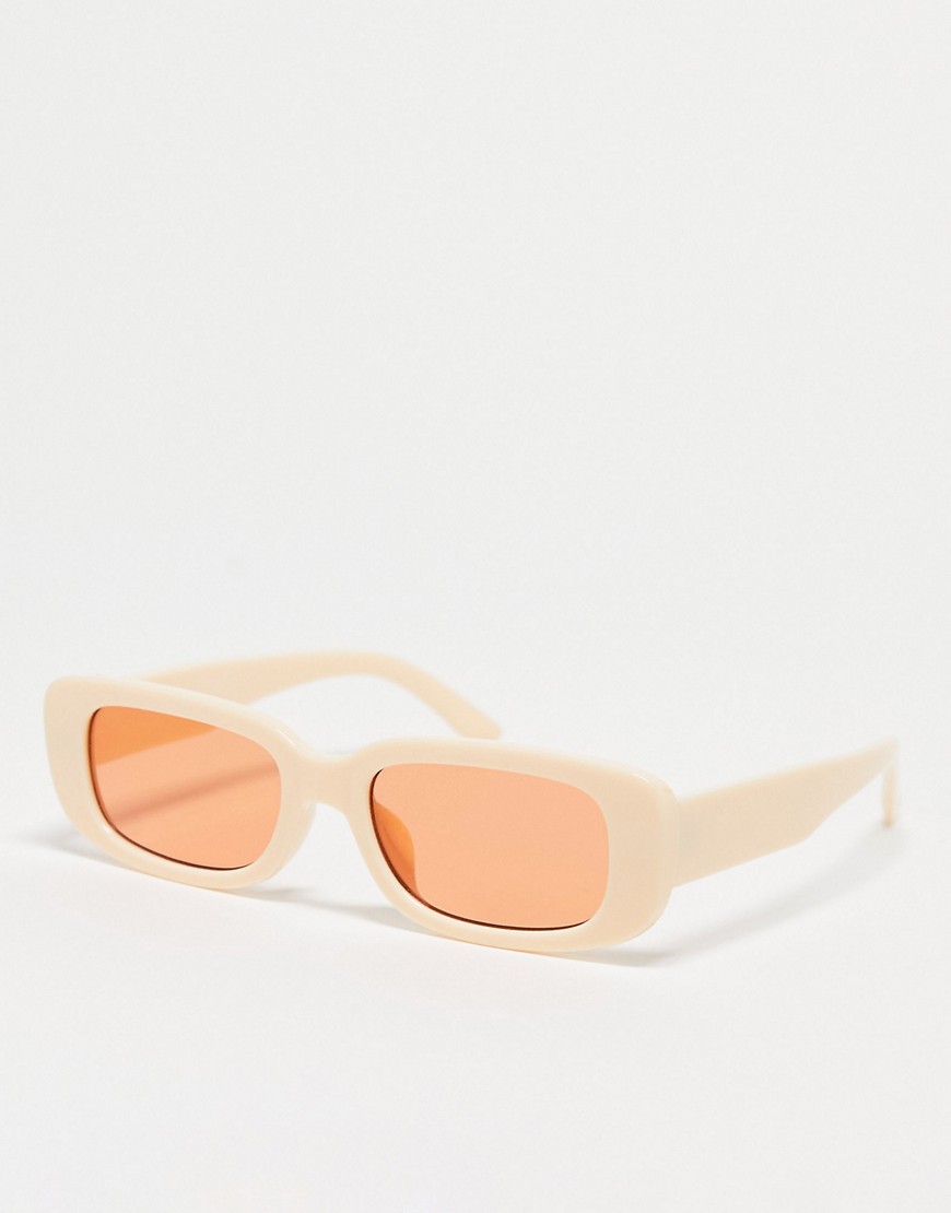 AJ Morgan callie chunky rectangle sunglasses in beige-Neutral