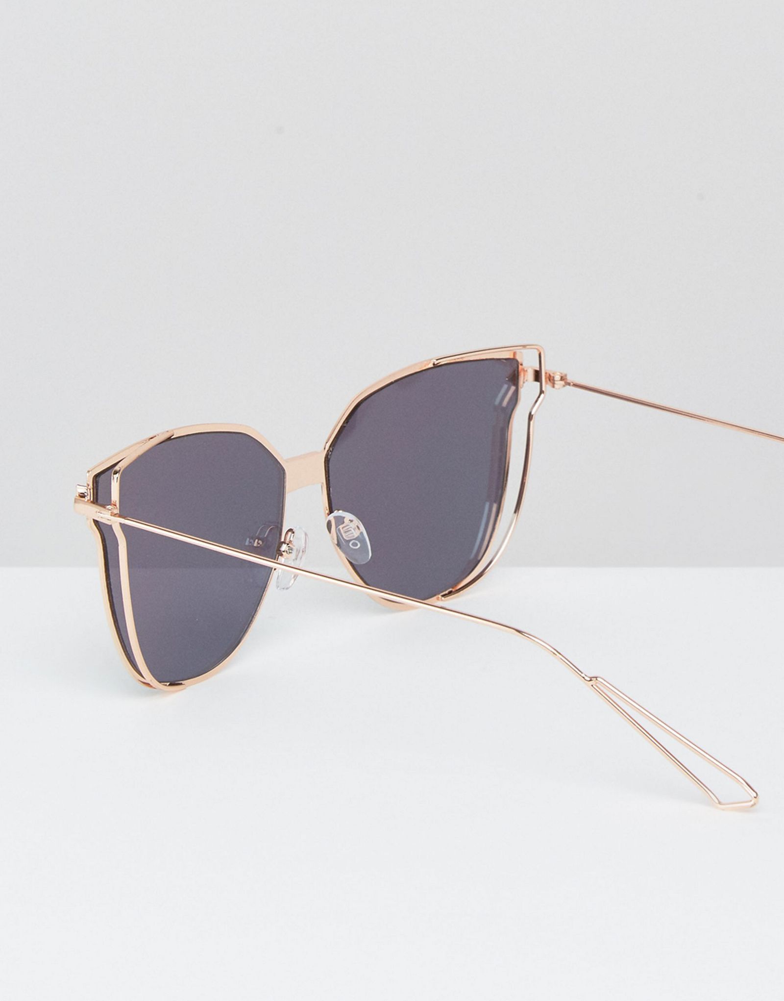 AJ Morgan Flat Lens Cat Eye Sunglasses in Rose Gold