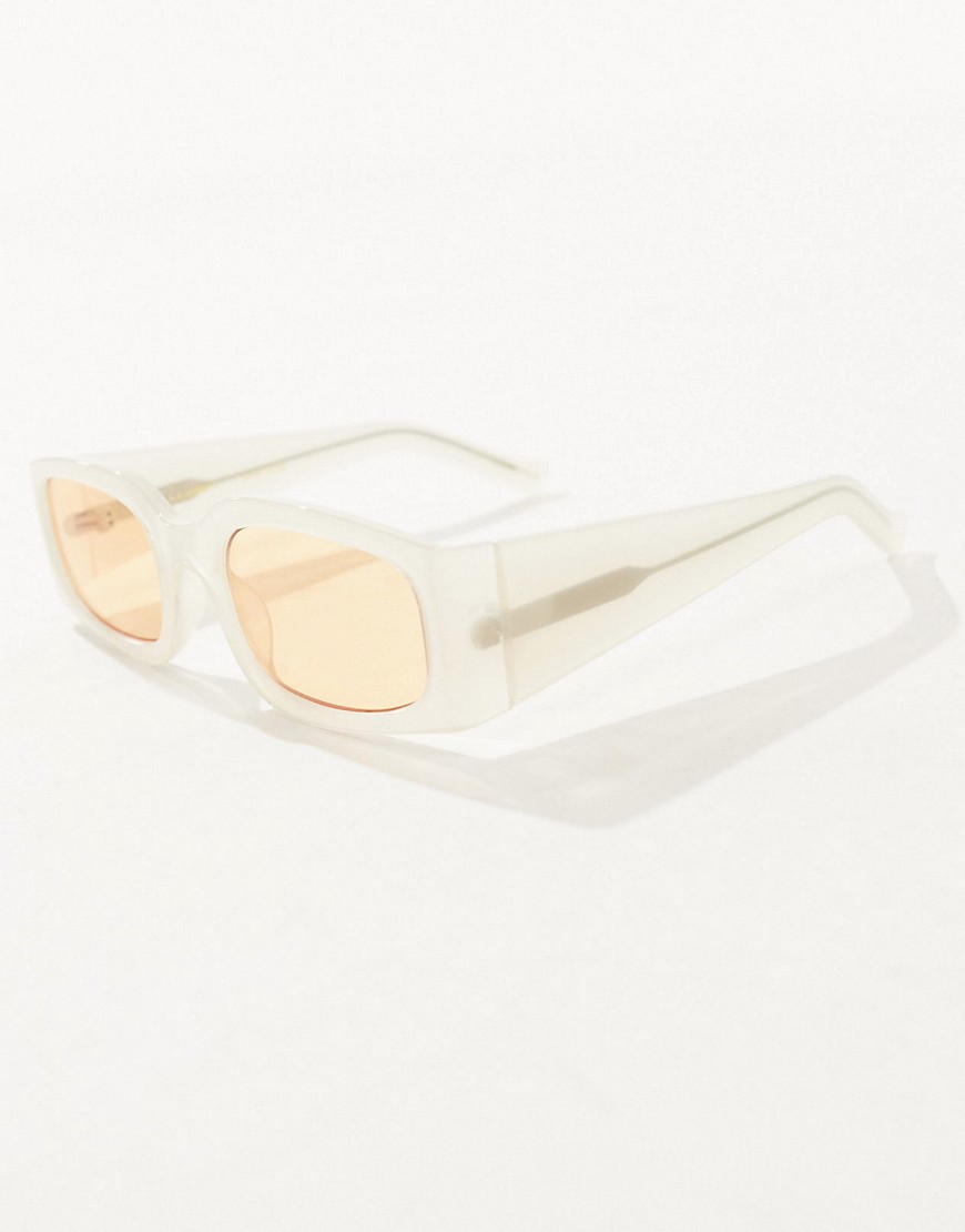 A. Kjaerbede alex rectangle sunglasses in cream-White
