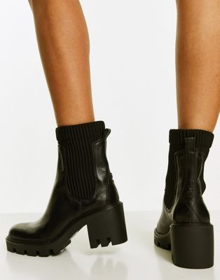 Allout leather chunky boots in black