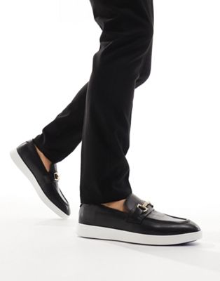 Courtside loafers with snaffle trim in black