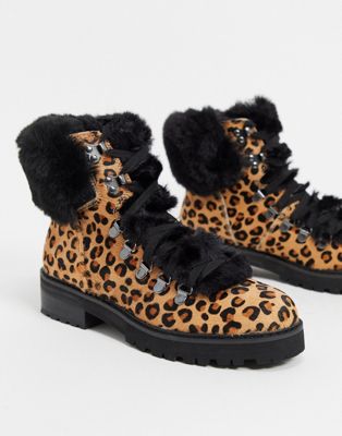 faux fur ankle boots in leopard