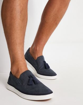 Griladric tassle casual loafers in navy