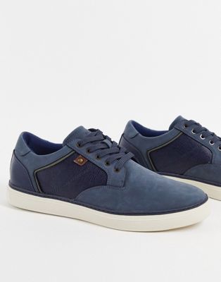 low top lace up trainers in navy