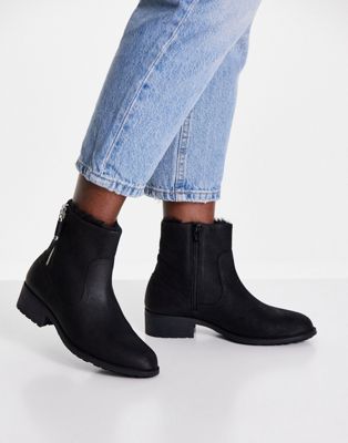 Orionweg boots with faux fur trim in black
